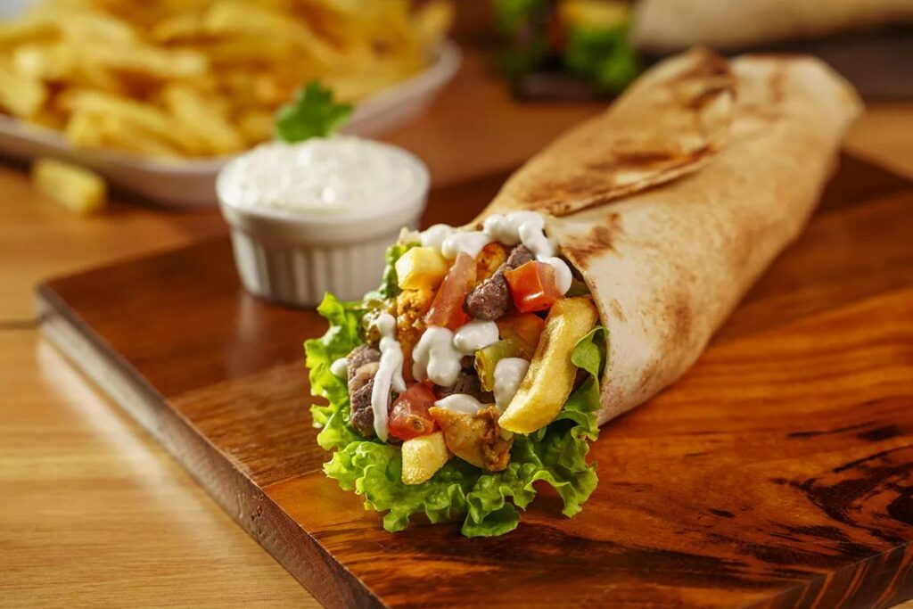 Wrap recheado com fritas