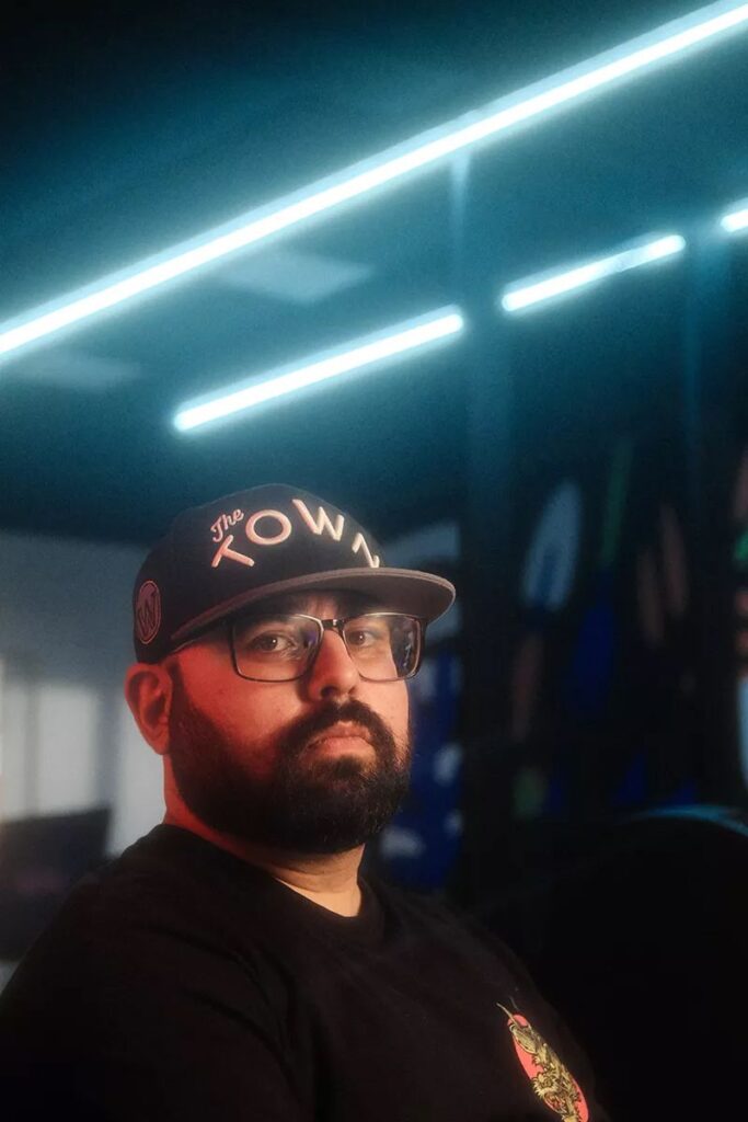 Retrato com luz neon